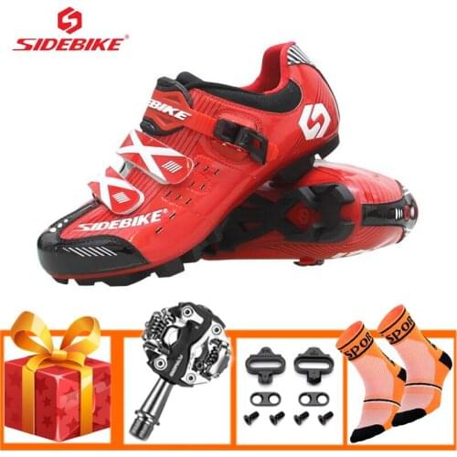 SIDEBIKE Professional Cycling Shoes Add SPD Pedals Self-locking Breathable Mountain Bike Sneakers Unisex Bicycle Riding Footwear