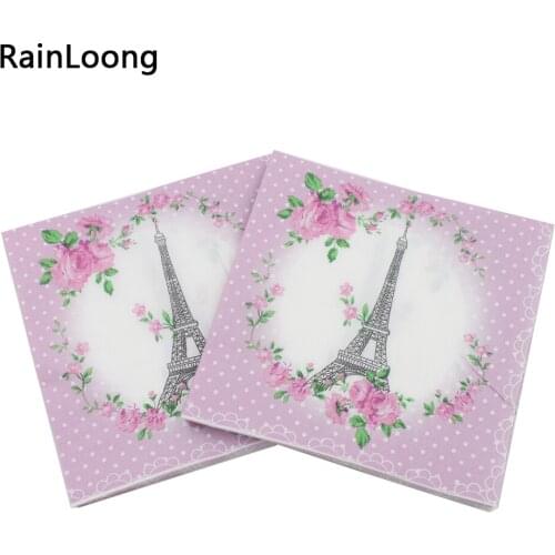[RainLoong]33cm*33cm Tower Paper Napkins Festive & Party Tissue Floral Napkins Decoration Decoupage 2 layers