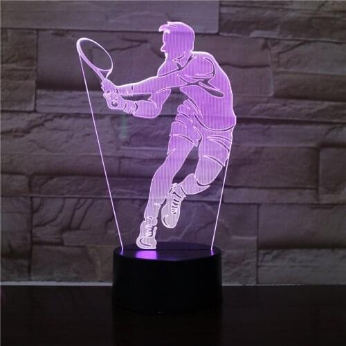 Sports 3D Illusion Nightlight LED Room Desk Lamp Tennis Night Light Acrylic Bluetooth Speaker Party Decor Fans Kids Friends Gift