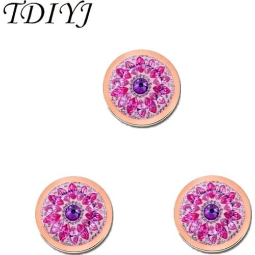 TDIYJ Hot Selling 33mm Dahlia Coin Rose Red Crystal Disc for 35mm Coin Holder Pendant 1Pcs