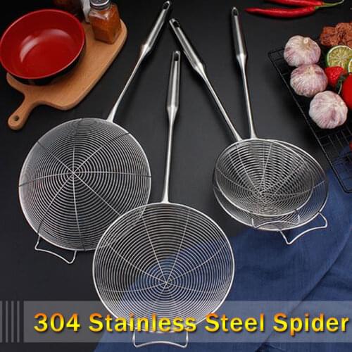 304 Stainless Steel Spider Strainer Skimmer Ladle Heat-resistant Kitchen Utensil For Cooking Frying Fries Fish Utensil