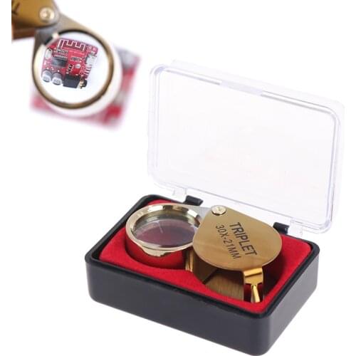 30x 30x21mm Magnifying Glass Loupe Magnifier Triplet Jewelers Eye Glass Jewelry Magnifying Glass With Exquisite Box