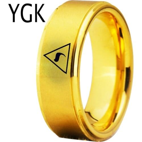 YGK Jewelry Scotish 14th Degree MASONIC Freemason Mason Tungsten Rings for Mens Bridegroom Wedding Engagement Anniversary Ring