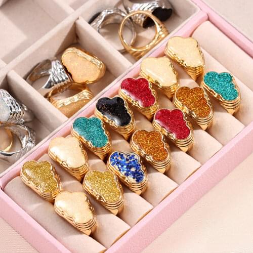 New Shiny Cloud Shape Metal Rings For Women Gold Silver Color Chunky Geometric Finger Rings 2021 Korean Trendy Jewelry Best Gift