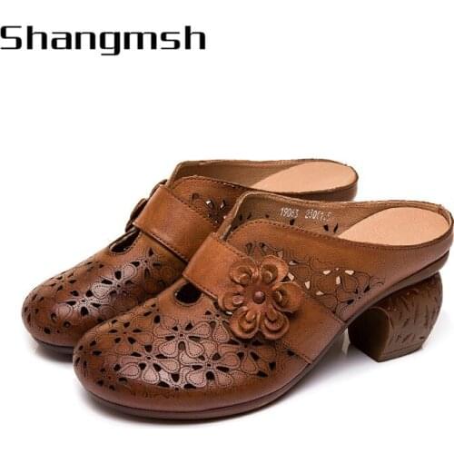 2020 Spring New Round Toe Shoes Women Pump Slippers Fashion Low Heel Mules Transparent Summer Outdoor Casual Shoes Black 19063