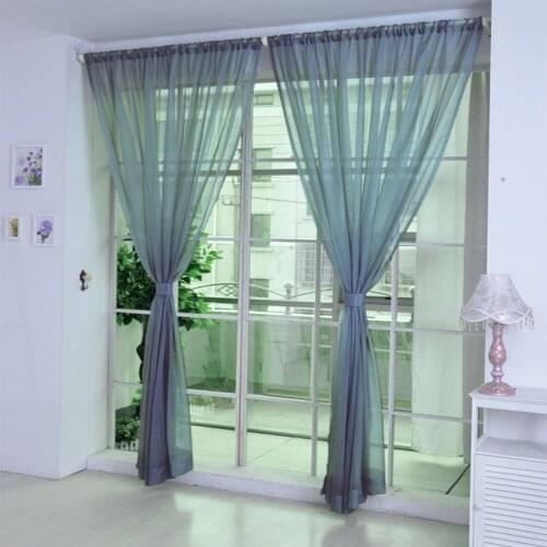 1 PCS Europe Solid Color Tulle Curtain For Living Room Kitchen Bedroom Drape Panel Sheer Voile Curtain Modern Window Treatments