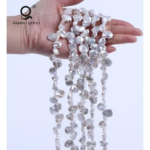 13-14mm Natural white Irregular Baroque Natural Reborn Keshi Pearl Strands