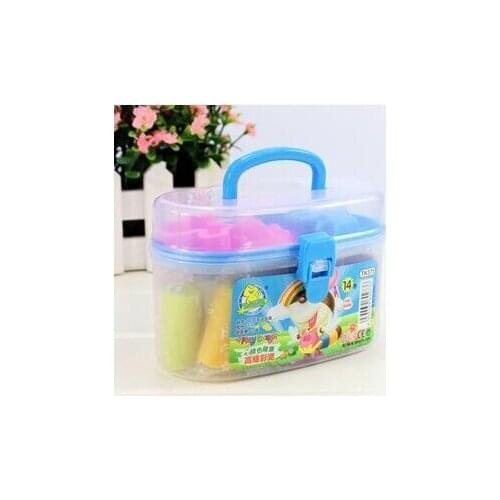 14 colors bucket packing playdough with mould,Early education plasticine tool
