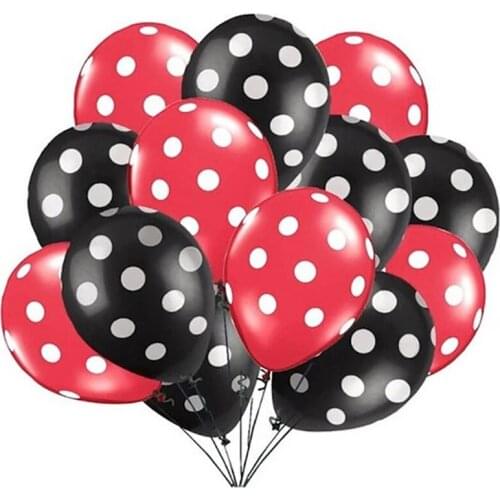 20pcs 12inch Black Red Spot Latex Balloons Ladybug Polka Dot Wave Point Globos Birthday Wedding Party Decor Supplies Kids Toy
