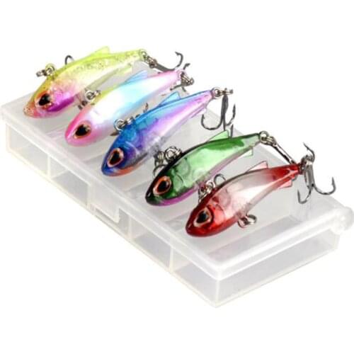 New 5pcs Mini VIB 4.5cm 4g Fishing Lure Set Kit With Box Hard Baits Wobblers Lures Sinking Carp Fishing Tackle Artificial