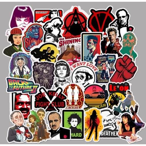 50pcs Classic Movie Stickers For Luggage Laptop Art Painting Kill Bill Pulp Fiction Poster Waterproof Skateboard Toy