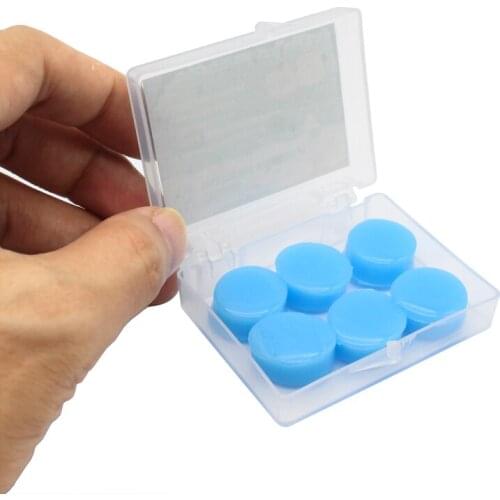 6Pcs=1 Box Swimming Silicone Earplugs Anti Noise Travel Sleep Soundproof Noise Reduction Soft Earplugs Quiet Protect Hearing