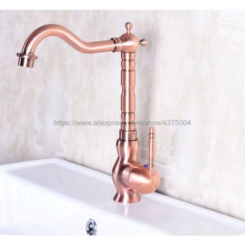 Antique Red Copper Bathroom Basin Faucet Hot Cold Mixer Tap Single Handle Basin Tap Mixer Tap Nnf134