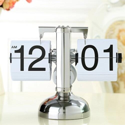 Creative Auto Flip Digital Projection Alarm Clock Despertador Vintage Modern Scale Metal Desk Clock Quartz Office Home Decor