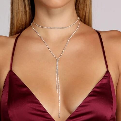 StoneFans Multi-lay Statement Rhinestone Chain Necklace Collares Luxury Tassel Long Nacklaces for Women Accessories Gift Jewelry