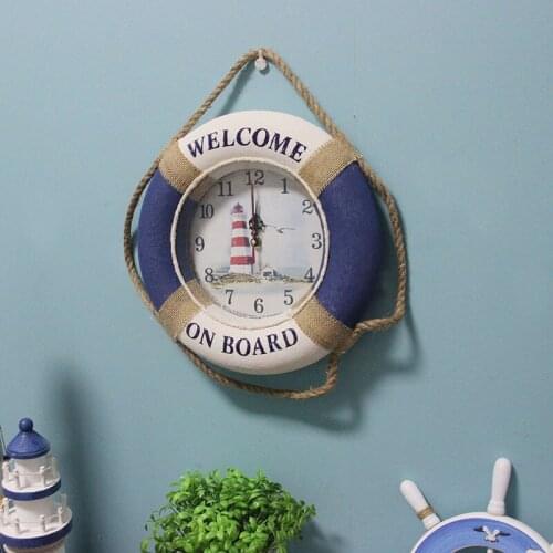 LIFE RING CLOCK BEACH SEA THEME NAUTICAL SHIP LIFE BUOY DECOR WALL HANGING DECORATION FACTORY MEDITERRANEA HANDMADE OCEAN