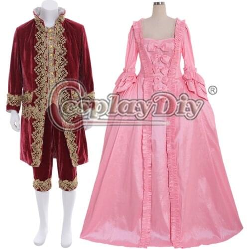 Cosplaydiy Mens Womens Rococo Marie Antoinette Ball Gown Dress Elegant Gothic Aristocrat Suit Adult Couples Wedding Costume L320