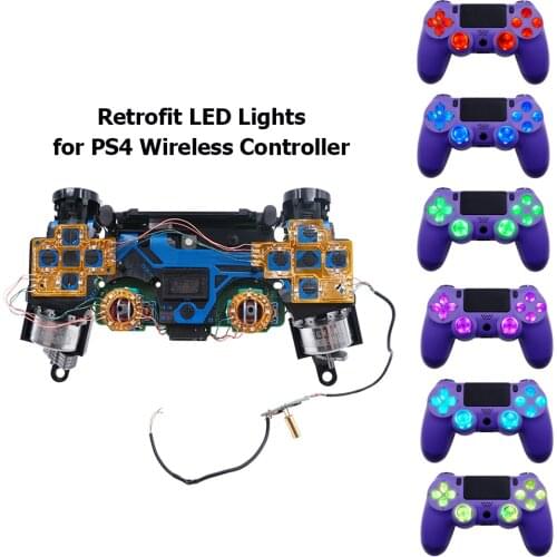 Electronic Machine Accessories 6-Color Luminated D-Pad Thumsticks Face Buttons DTF LED Kit for PS4 Controller