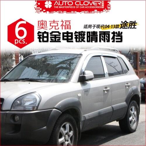 Chrome door visor side window deflector shade sun rain shield silver trips eaves for Hyundai Tucson