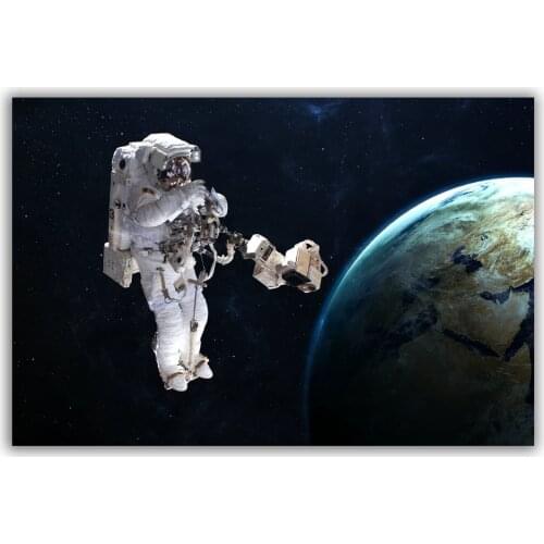HT097 Spectacular Universe Earth And Moon Space Station Astronaut Silk Fabric Poster Art Decor Indoor Painting Gift