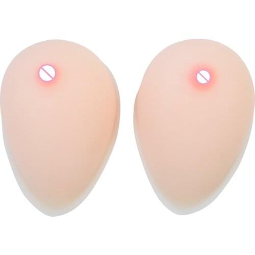 1200g/Pair Realistic Fake Boobs False Breast Forms Water-drop Artificial Silicone Chest Enhancer Bionic Skin For Crossdresser