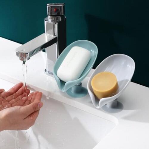 Leaf Shape Soap Box Drain Soap Holder Box Bathroom Shower Soap Holder Sponge Storage Plate Tray Bathroom Supplies Bathroom Gadge