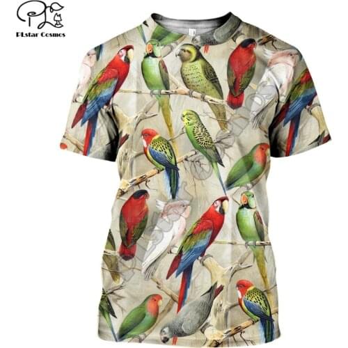 PLstar Cosmos Colorful Beautiful Parrot 3D Printed T-shirt Harajuku Streetwear Men For Women Short Sleeve Drop Shipping P45