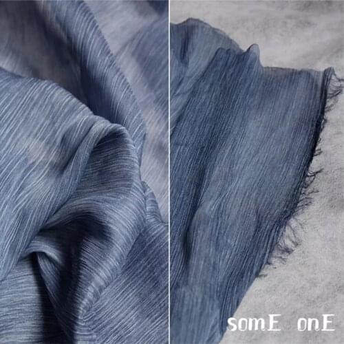 Lace Tulle Fabric Indigo Blue Strip Tradition Plant dyeing DIY patchwork Skirt Veil Art decor Dress Designer Fabric 50*150cm