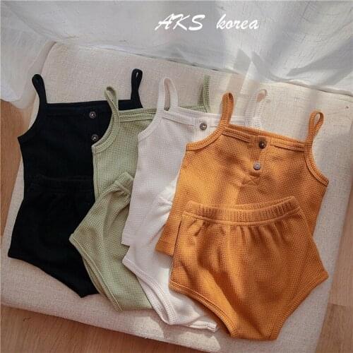 Summer Baby Clothing Sets Cotton Toddler Infant Sets 2pcs Sleeveless T Shirt + Shorts Baby Girls Clothes Homewear Pajamas Suit