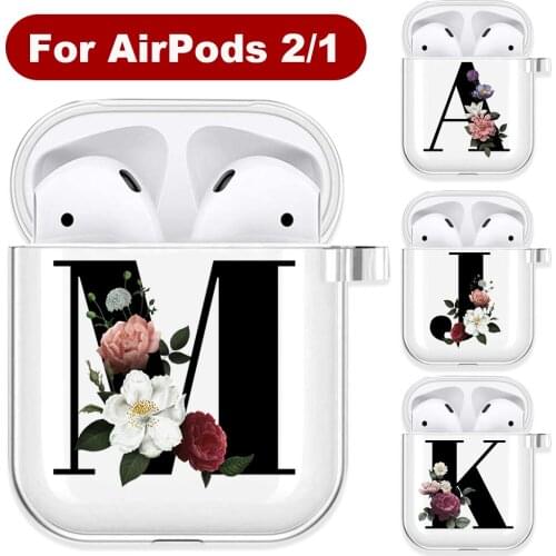 Floral A-Z Alphabet Letter Combination Soft TPU Case for AirPods 2 1 Transparent Silicone Wireless Bluetooth Earphone Box Covers