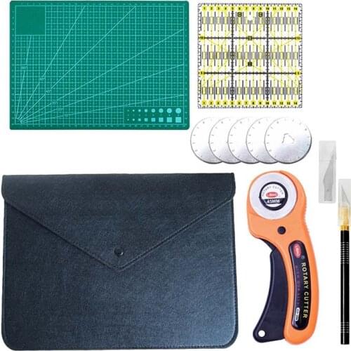 Dressmaking Sewing Kit Leather Craft Tool Hand Cutting Plate Tailor Knife Patchwork Cloth Rotary Cutter Quilting Ruler Blade Set
