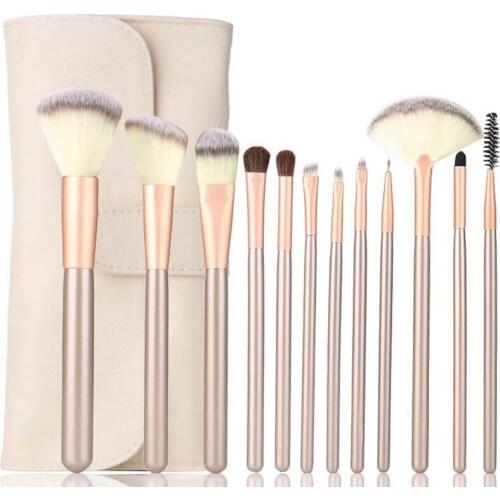 7/12/14pcs Makeup Brush Kit With Bag Loose Powder Foundation/ Eyebrow /Lip/ Blush Brush Set with Case