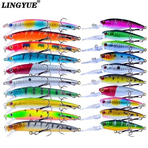 20pcs Mixed Set Minnow Hard Fishing Bait Floating Wobbler vibrating whopper Crankbait Trout baits Fishing tackle pesca