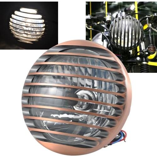 6.5'' Copper Motorcycle LED Headlight & Headlamp Cover For Harley Sportster Softail Dyna Fat Bob Cafer Racer Yamaha Suzuki Honda