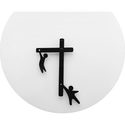 2Player Unique Clock Hands Wall Clock Little Men Clinging To The Hands Gymnasts Fun Minimalism Design Timepiece Quartz Movement