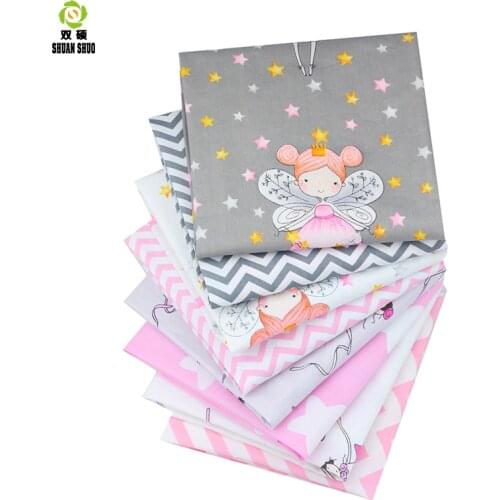 Shuangshuo Cut Cartoon Cotton Tissus Fabric Patchwork Fabric Fat Quarter Bundles Fabric For Sewing Doll Cloths 40*50cm 8pcs/lot