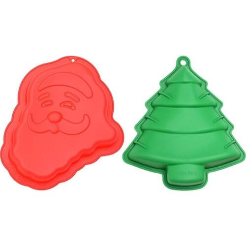 DIY Christmas 3D Silicone Xmas Tree Santa Baking Moulds Party Decor Handmade