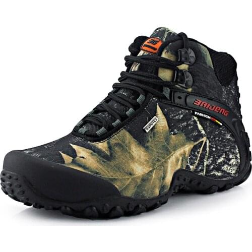 Outdoor Eu40-46 Men Cargo Tactical Camo Waterproof Canvas Trekking Shoes Male Anti-skid Wear Sport Climbing Camping Hiking Boots