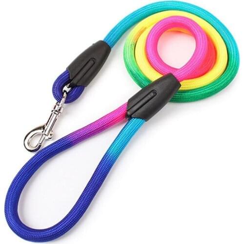 Durable Nylon Rainbow 1.2M Pet Dog Leash Walking Training Leash Cats Dogs Harness Collar Leashes Strap Belt Rope pet supplies