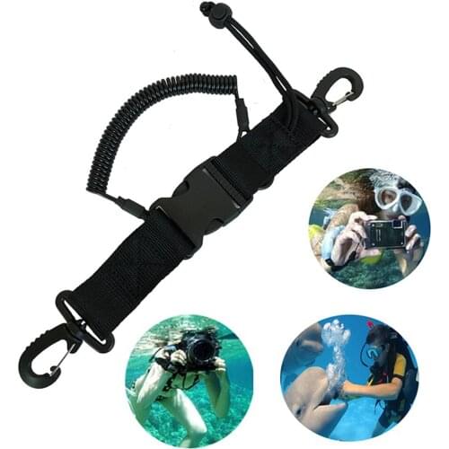 Profession Scuba Diving Lanyard Diving Camera Safety Anti Lost Coil Rope Nylon Buckle Clip Climb Carabiner Hook Sports Tools