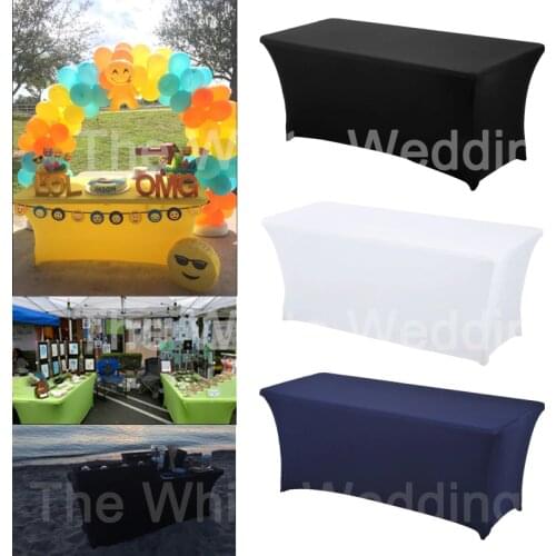 HAORUI 4FT 6FT 8FT Rectangular Table Cover Spandex Lycra Stretch Wedding Party Buffet Navy Blue,Hotel Party Meeting Table Skirt