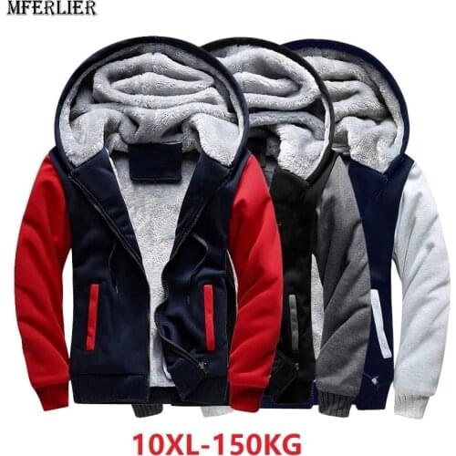 Winter spring men patchwork Sweatshirts warm fleece parkas hooded hoodies thick hoody plus size 8XL 9XL 10XL big size jackets 68