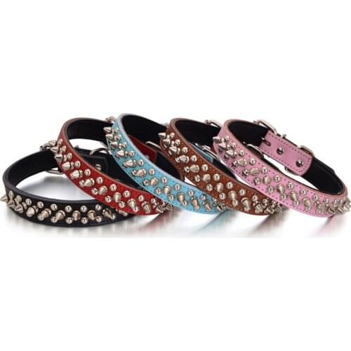 Spiked Studded Small Large Cat Collar Rivet Accessory Hond Neck Strap For Kitten Necklace Leather PU Pitbull BullCat Pet