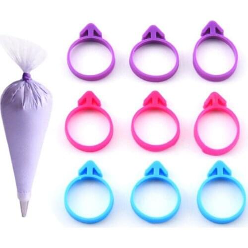 10PCS Silicone Retaining Ring Holder Pastry Bags Cable Tie Sealing Ring Fix 10 Decorative Flower Bag Retaining Ring Cake Tools