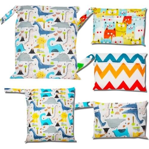 Waterproof Reusable Nappy Wet Bag For Menstrual Pads Pants Nappies Zippered Single Pocket Handle Wetbag Stroller Diaper Bags