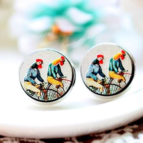 Unique 3D Geometry Embossed 16mm Round Coloured Drawing pattern Laser Cut wood Cabochon DIY for Rings, Earring,Brooch,Necklace