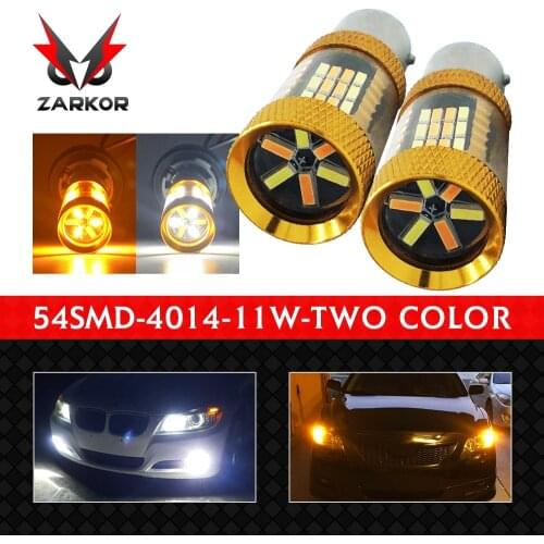 Zarkor Dual Color 54SMD 3200LM 44W 6-36V LED Light For replacement of Signal Turn Reverse Brake Parking Tail DRL and Fog lights