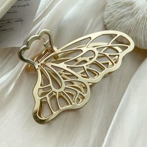 2021 retro butterfly metal hair color girl for bathing silver womens clip hollow hairpin accessories matte gold petals
