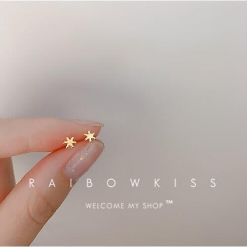 Snowflake Stud Earrings For Women New Trend Simple Small Six-Pointed Star Ear Partner Exquisite Female Jewelry Support Wholesale