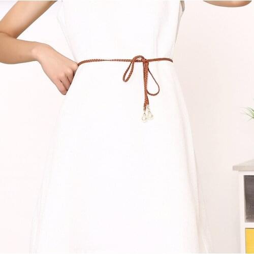 Women Belt Style Candy Color Waist Chain Hemp Rope Braided Dress Belt Casual Thin Belt For Dress Candy Color Women